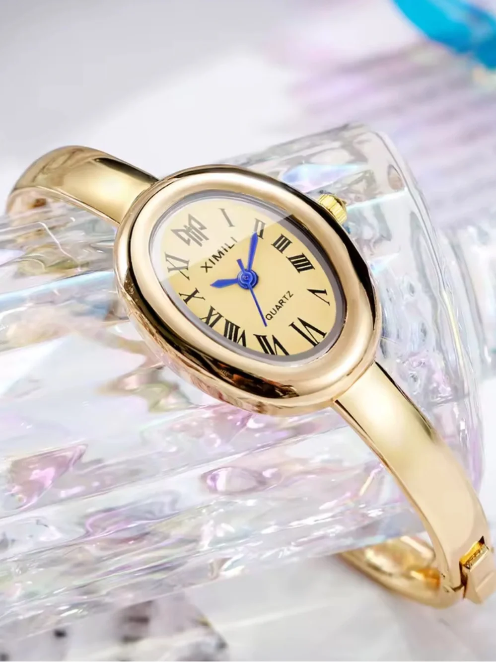 Elegant Gold-Tone Stainless Steel Bangle Watch - Picture 6 of 15